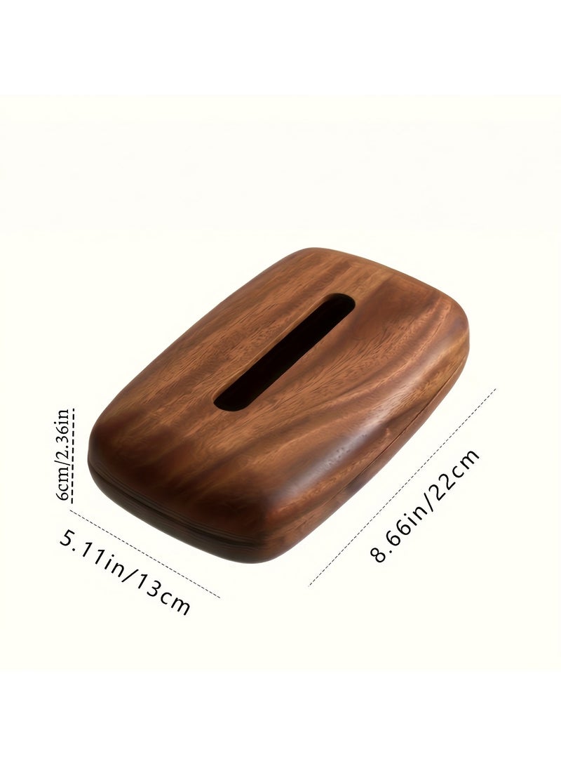 Fasola South American Walnut Wood Tissue Box, 1 Pack Wooden Tissue Holder Measuring 22x13x6cm, Solid Wood Napkin Dispenser with Magnetic Lid, Handcrafted Wood Box for Majlis Living Room and Office Decor, Luxury Home Gift (Natural Walnut Brown) - Image 2